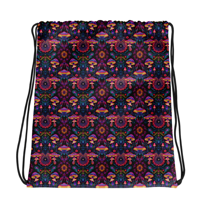 PsyMush psychedelic drawstring bag – sacred geometry and mushroom design for visionary festival style