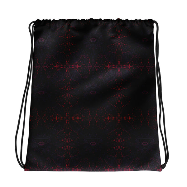 Flat back of THIRDEYE drawstring bag – visionary third eye pattern with trippy geometry for festivals