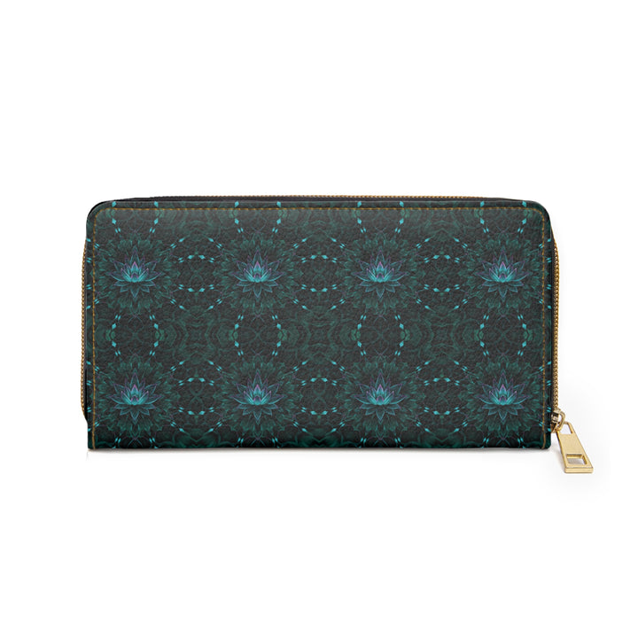 Back view of GeoLotus wallet – visionary psychedelic pattern inspired by sacred lotus
