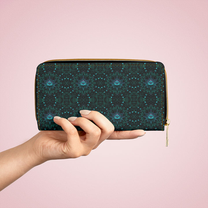 Side view of GeoLotus psychedelic wallet – sacred geometry pattern for visionary style