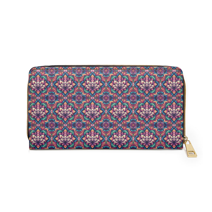 Back of IllusionLotus women’s wallet – visionary psychedelic lotus design