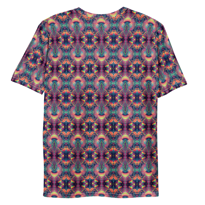 Flat back view of PSYJELLYFISH tee – mesmerizing jellyfish artwork with sacred geometry, perfect for conscious streetwear.