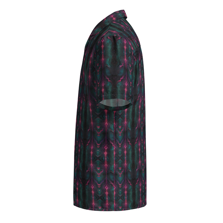 Left angle of Psylien shirt – cosmic streetwear with alien geometry for ravers and starseeds.
