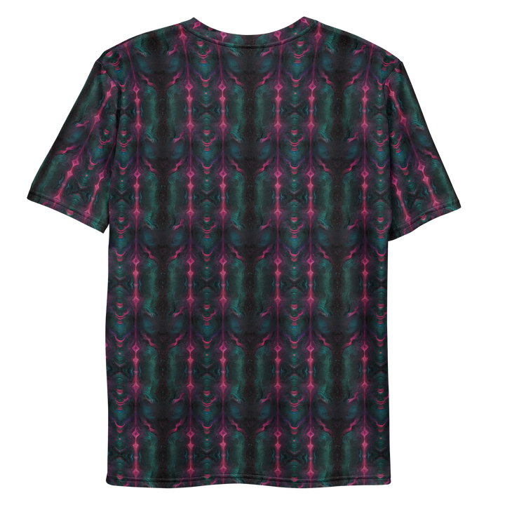 Flat back view of Psylien tee – sacred geometry with alien-inspired patterns for psywear enthusiasts.
