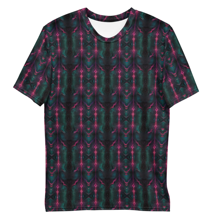 Flat back view of Psylien tee – sacred geometry with alien-inspired patterns for psywear enthusiasts.