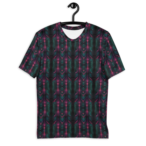 Front view of Psylien psychedelic t-shirt – alien-inspired sacred geometry design perfect for rave wear and festival fashion.