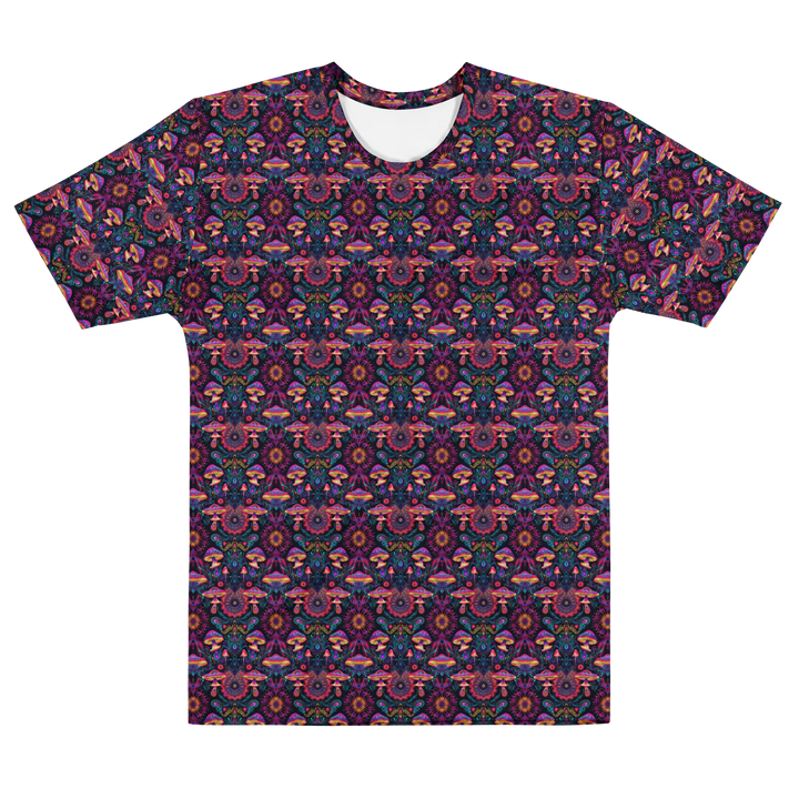 Alternate flat front with small mushroom sacred geometry – great for layered rave looks.