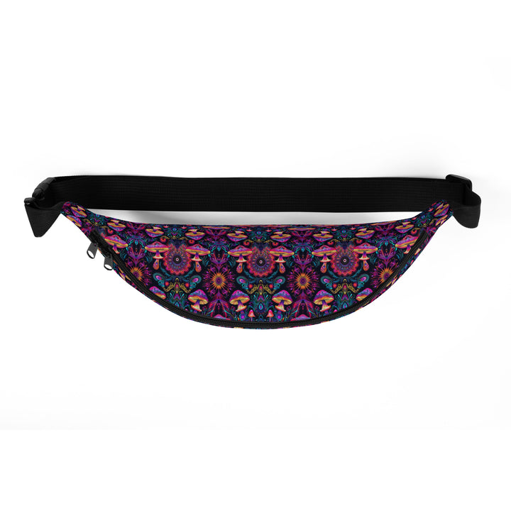 Top view of Psymush waistbag – sacred geometry inspired, rave-ready, and water-resistant