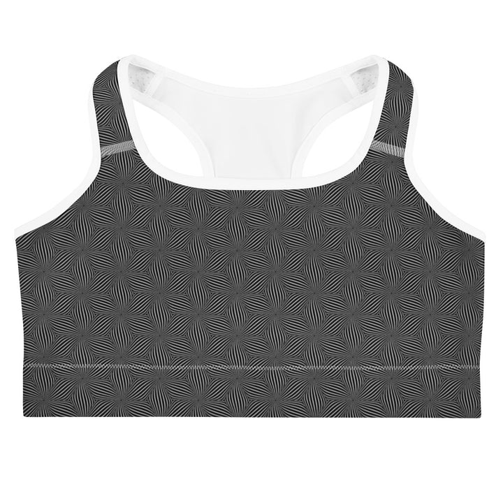 Flat lay of front white-trim Warpwave bra – made for flow, movement, and style