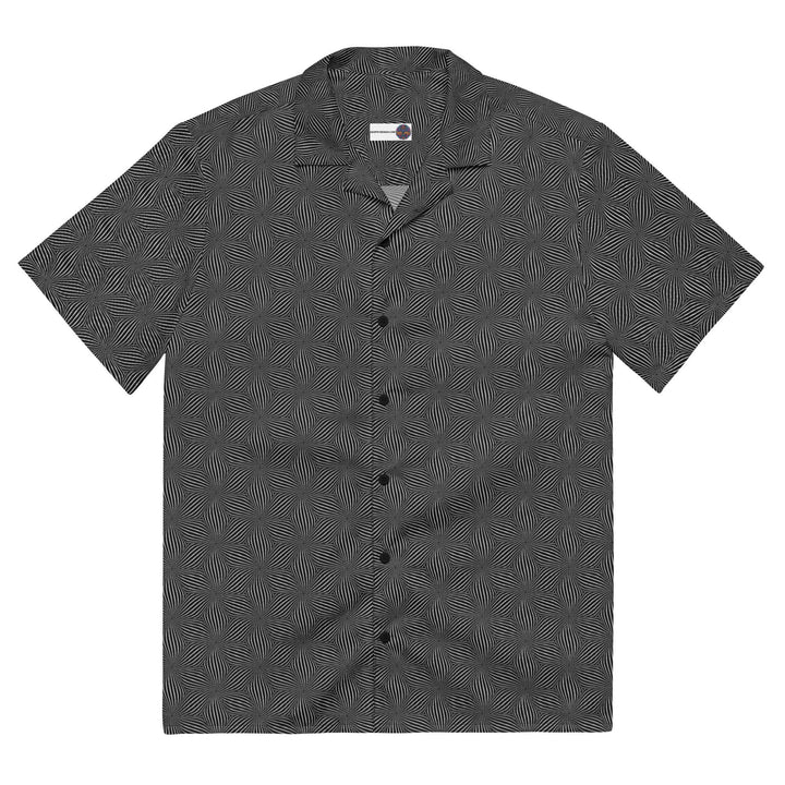 Flat front lay of Warpwave shirt – fluid sacred energy with trippy visual movement.