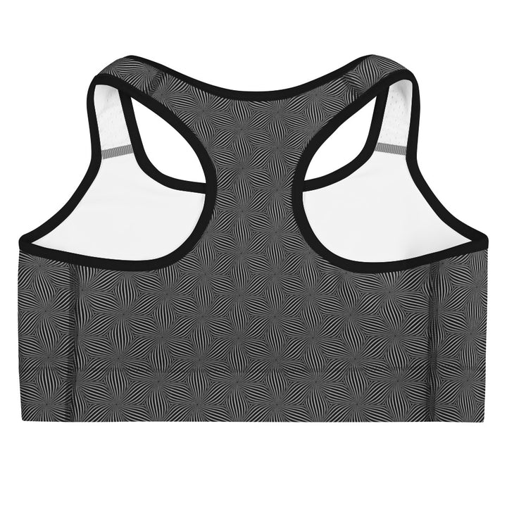 Back flat view of Warpwave bra – symmetrical design ideal for festivals and sporty fashion